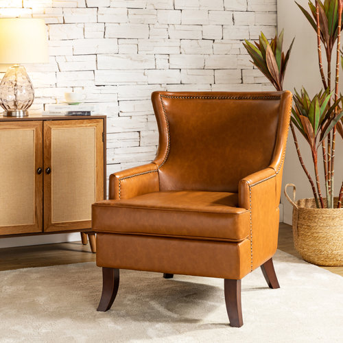 Wayfair Wingback Accent Chairs You Ll Love In 2024   Cardon Vegan Leather Wingback Armchair 